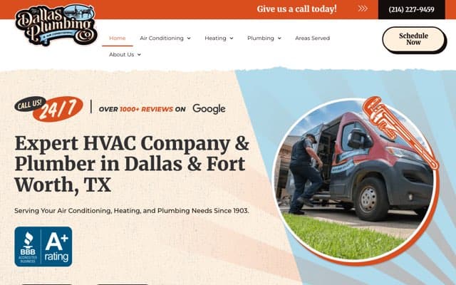 Dallas Plumbing & Air Conditioning's page as the assistant saw it