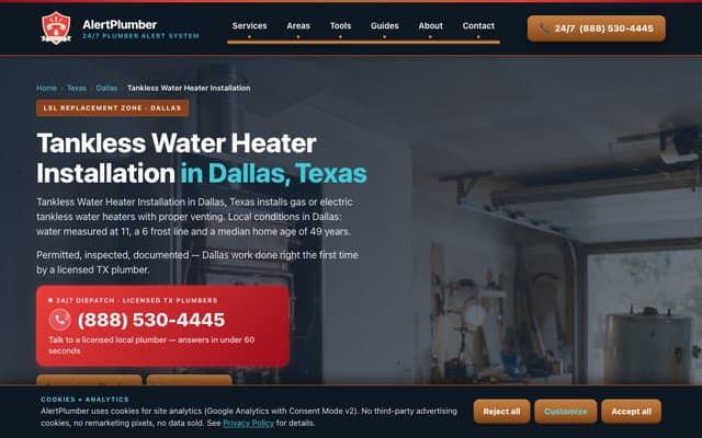 AlertPlumber's page as the assistant saw it