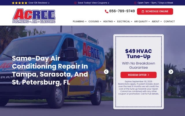 Acree Plumbing, Air & Electric's page as the assistant saw it
