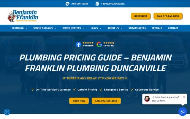 Benjamin Franklin Plumbing Duncanville's page as the assistant saw it