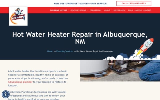 Rocketman Plumbing's page as the assistant saw it