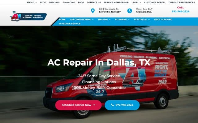 A#1 Air's page as the assistant saw it