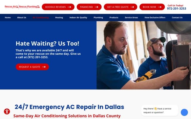 Rescue Air Heating & Cooling's page as the assistant saw it