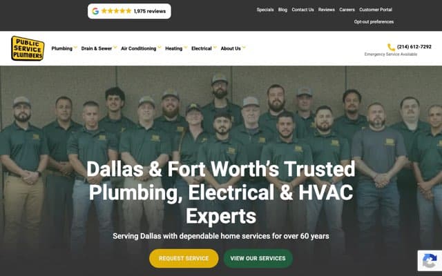Public Service Plumbers's page as the assistant saw it