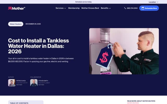 Mother Modern Plumbing's page as the assistant saw it