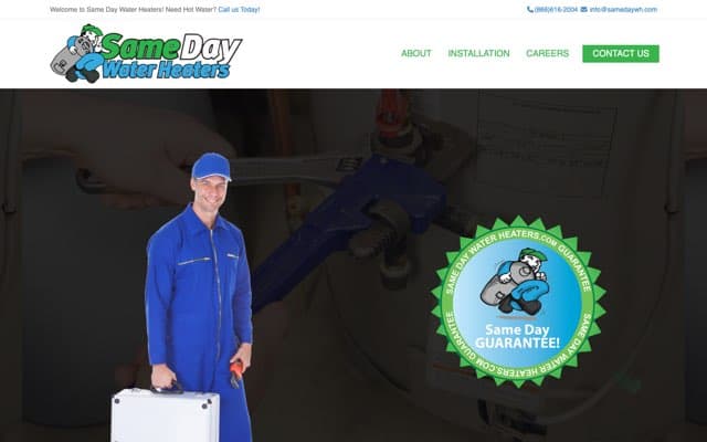 Same Day Water Heaters's page as the assistant saw it