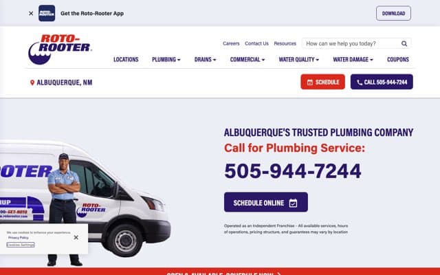Roto-Rooter Plumbing & Drain Service (Albuquerque)'s page as the assistant saw it