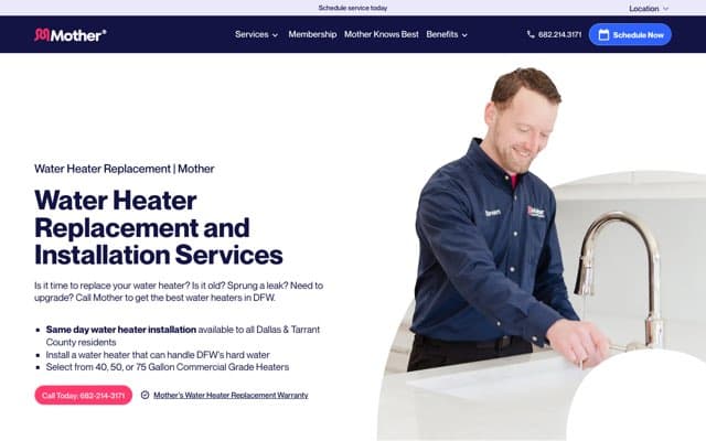 Mother Modern Plumbing's page as the assistant saw it