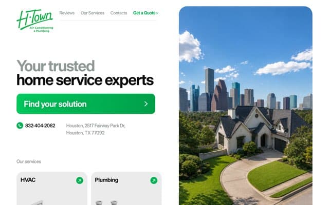 H-Town AC & Plumbing's page as the assistant saw it