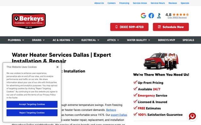 Berkeys Plumbing, A/C & Electrical's page as the assistant saw it