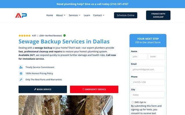 Anchor Plumbing's page as the assistant saw it