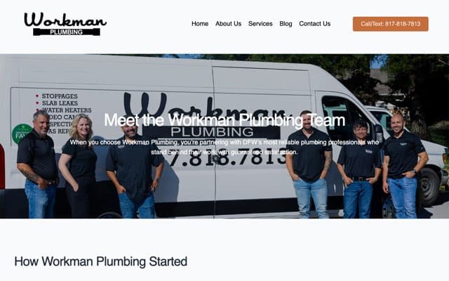 Workman Plumbing's page as the assistant saw it
