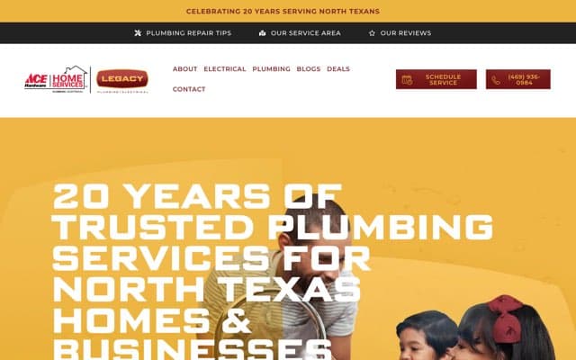 Legacy Plumbing's page as the assistant saw it