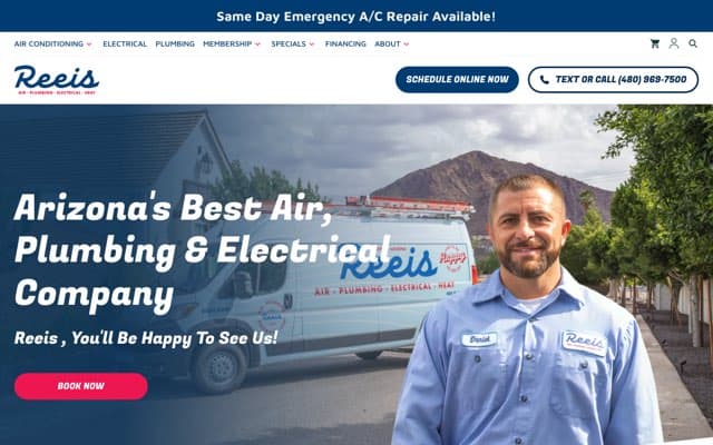 REEIS Heating & Air Conditioning's page as the assistant saw it