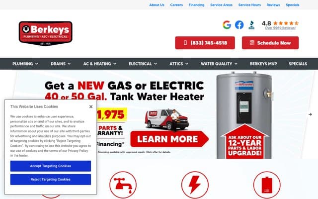 Berkeys Plumbing, A/C & Electrical's page as the assistant saw it