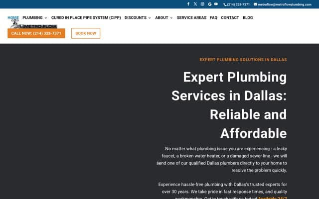 Metro-Flow Plumbing's page as the assistant saw it