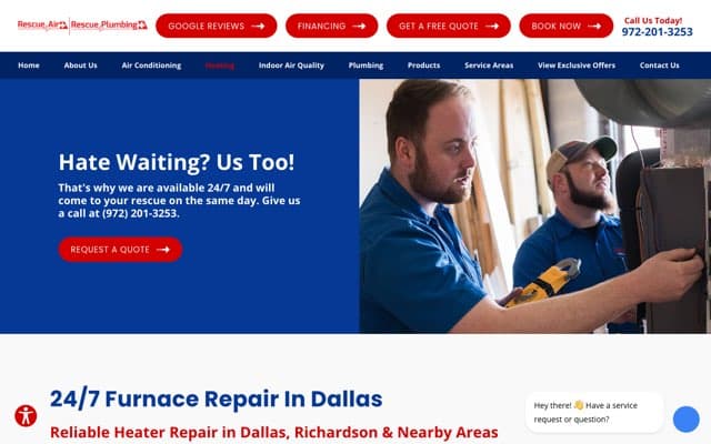 Rescue Air and Plumbing's page as the assistant saw it