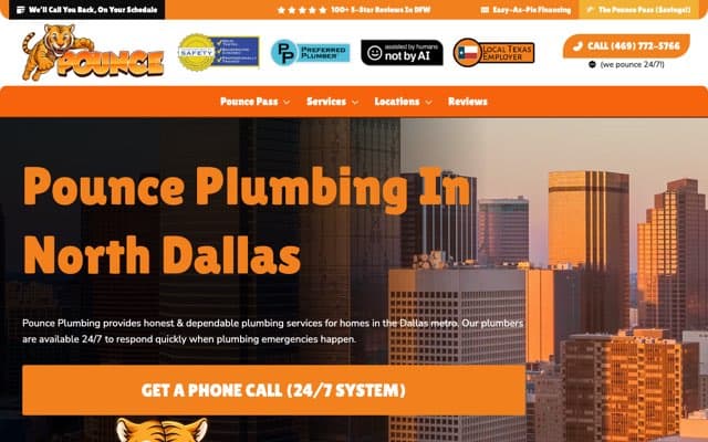 Pounce Plumbing's page as the assistant saw it