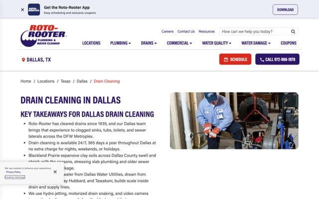 Roto-Rooter of Dallas's page as the assistant saw it