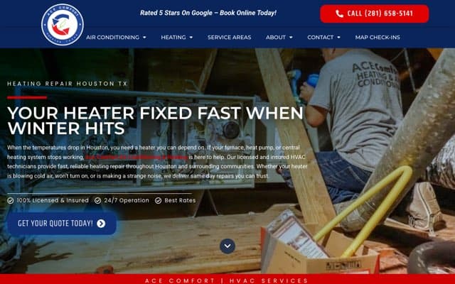 Ace Comfort Air Conditioning & Heating's page as the assistant saw it