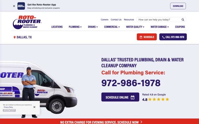 Roto-Rooter of Dallas's page as the assistant saw it