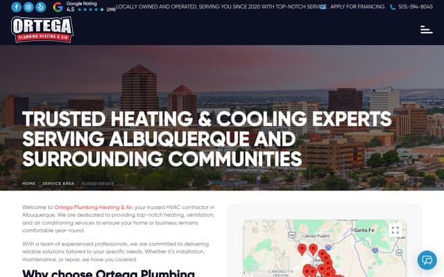 Ortega Plumbing Heating & Air's page as the assistant saw it