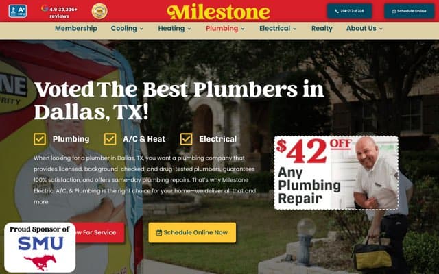 Milestone Electric, A/C, & Plumbing's page as the assistant saw it