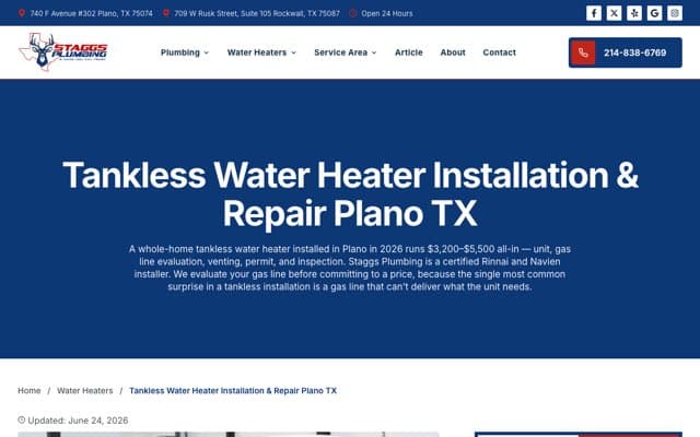 Staggs Plumbing's page as the assistant saw it